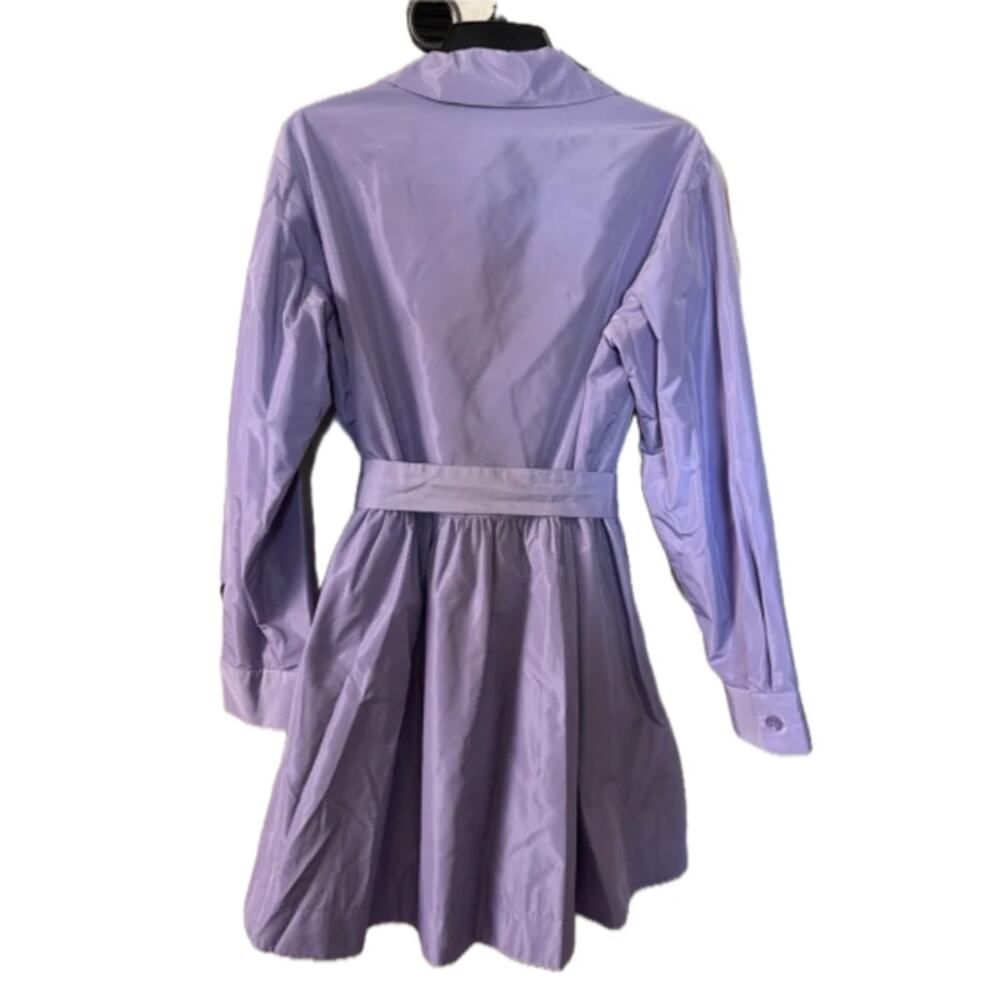 STAUD Rina Trench Coat Lilac Lavender Purple Tie Belt Mini Dress Size M NEW Tags - Picture 8 of 14